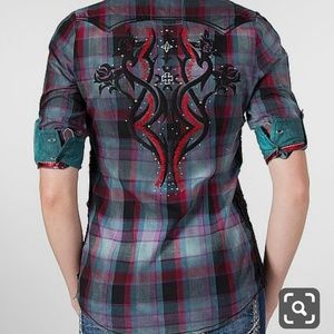 Roar Ramblin Rose plaid shirt